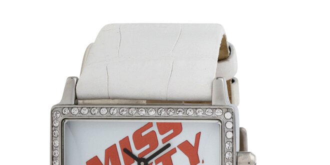 Dámské hranaté analogové hodinky s krystalky Miss Sixty