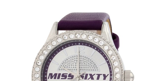 Dámské fialové analogové hodinky Miss Sixty s kamínky