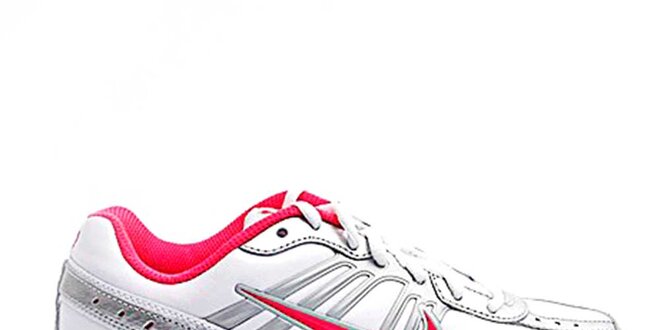 Dámské bílo-stříbrné běžecké boty Nike s růžovými detaily