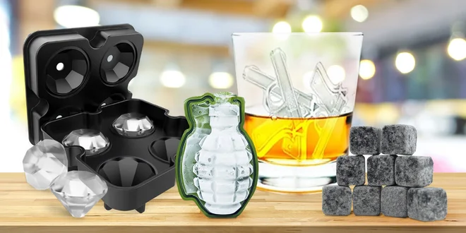 Formy na led nejrůznějších tvarů i kameny do whisky