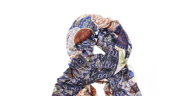 Dámský modrý šátek s orientálním vzorem Bella Rosa