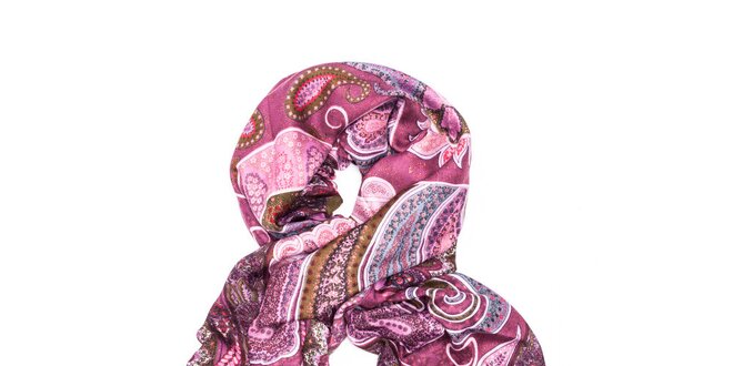 Dámský růžový šátek s orientálním vzorem Bella Rosa