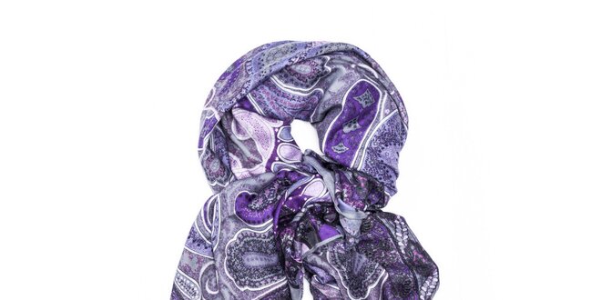 Dámský fialový šátek s orientálním vzorem Bella Rosa