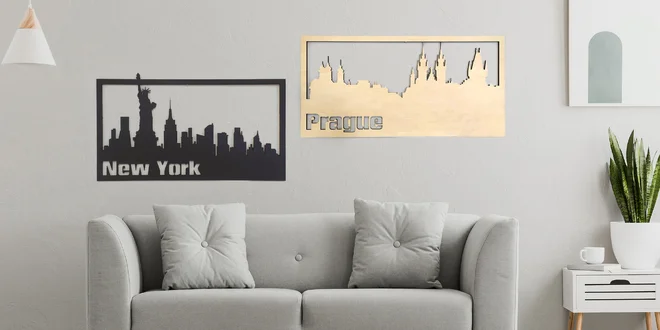 Originální dekorace: dřevěné mapy nebo siluety měst