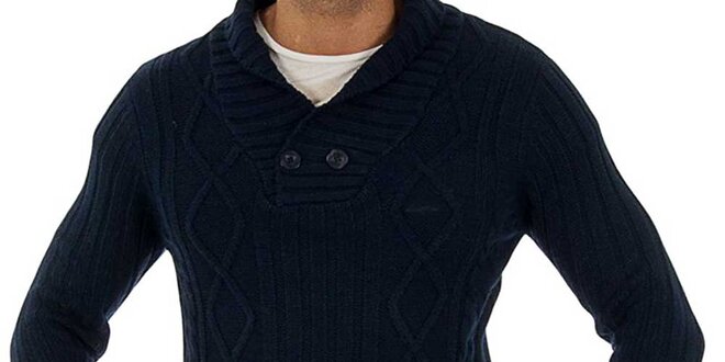 Pánský modrý pletený svetr Lotto s copánky