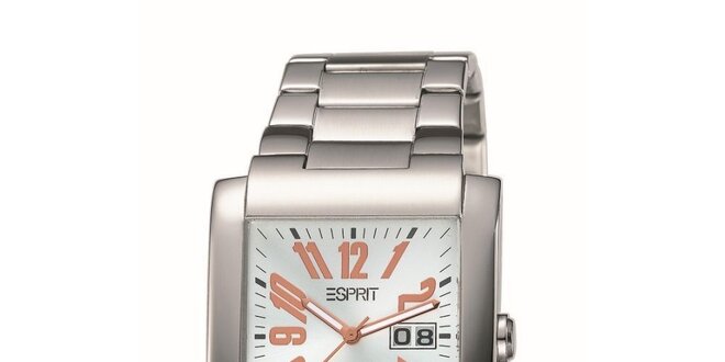 Pánské hranaté stříbrné hodinky Esprit