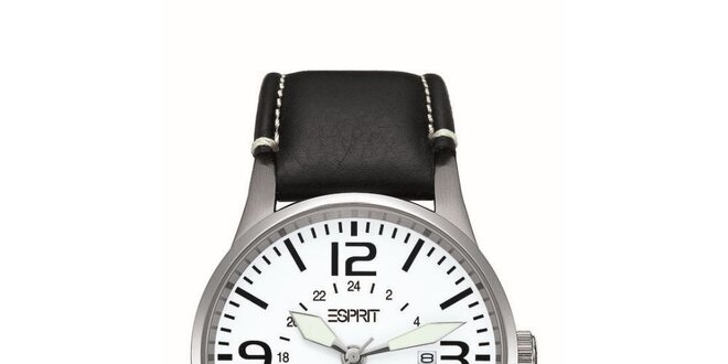 Pánské stříbrné hodinky s červenou vteřinovkou Esprit