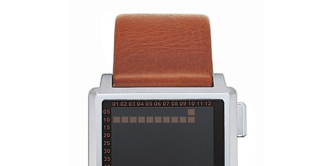 Pánské hranaté digitální hodinky Esprit s hnědým řemínkem