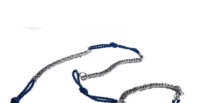 Dámský stříbrný náhrdelník Esprit s modrými tkaničkami