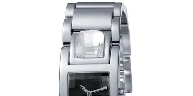 Dámské stříbrně tónované hodinky s černým ciferníkem Esprit