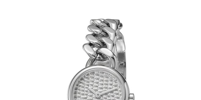 Dámské stříbrně tónované hodinky s hadím vzorem na ciferníku Esprit