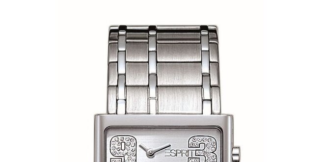 Dámské leštěné analogové hodinky s krystaly Esprit