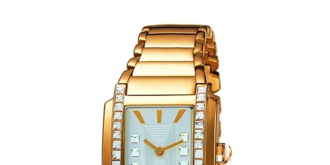 Dámské zlatě tónované hodinky s krystaly Esprit