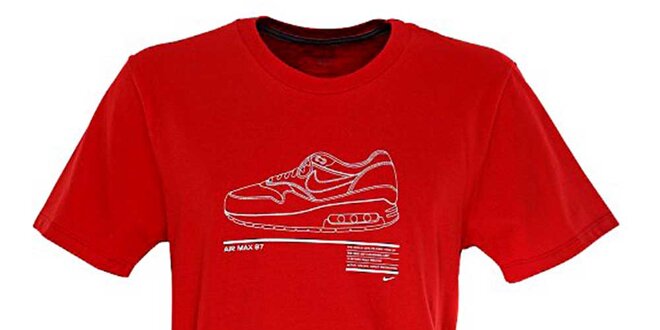 Pánské červené tričko s obrázkem boty Nike