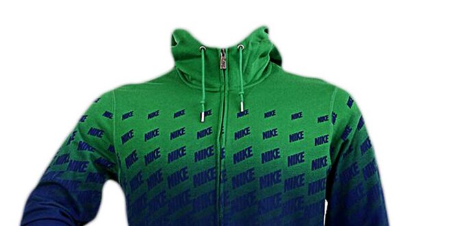 Pánská modro-zelená mikina s kapucou Nike