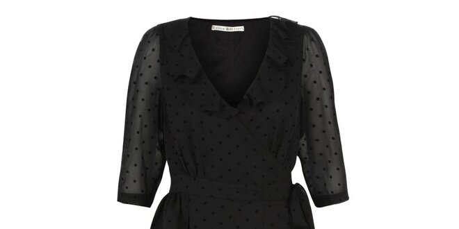Dámské černé večerní šaty s puntíky Uttam Boutique