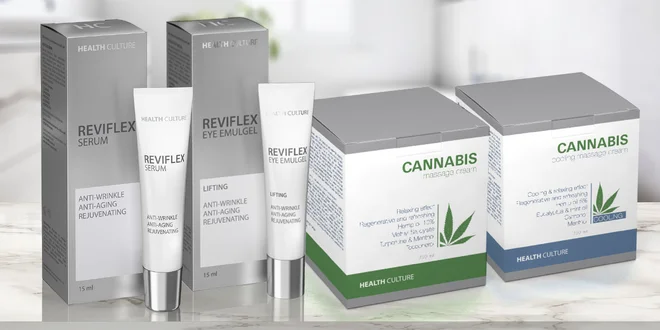 Oční gel a sérum Reviflex i masážní krémy Cannabis