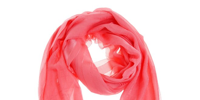 Dámský světle růžový hedvábný šál Fendi