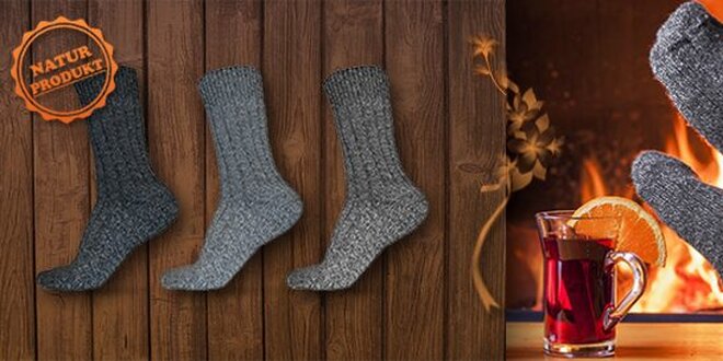 6 párů kvalitních teplých ponožek z ovčí vlny