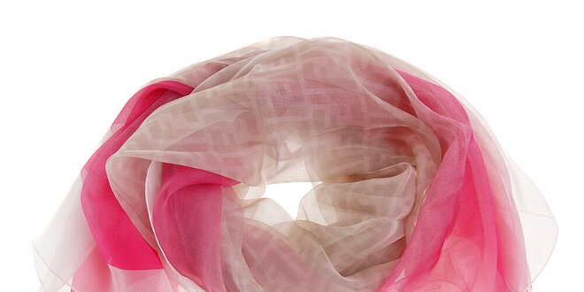 Dámský bílý šátek Fendi s růžovým pruhem