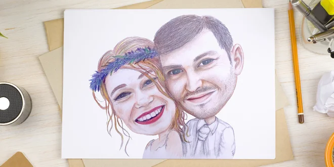 Černobílé i barevné karikatury: 1 či 2 os., formát A3