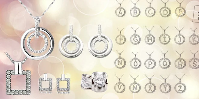 Šperky Swarovski elements s bílým zlatem