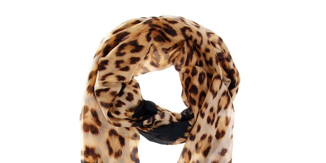 Dámský hnědý leopardí hedvábný šál Roberto Cavalli