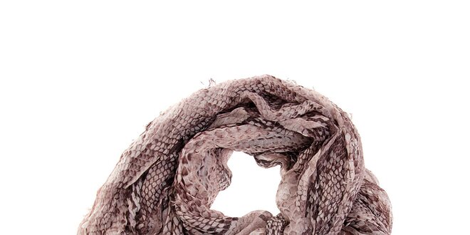 Dámský hnědorůžový šátek Roberto Cavalli s hadím potiskem