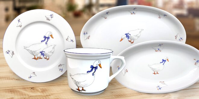 Karlovarský porcelán Thun: talíře i hrnek