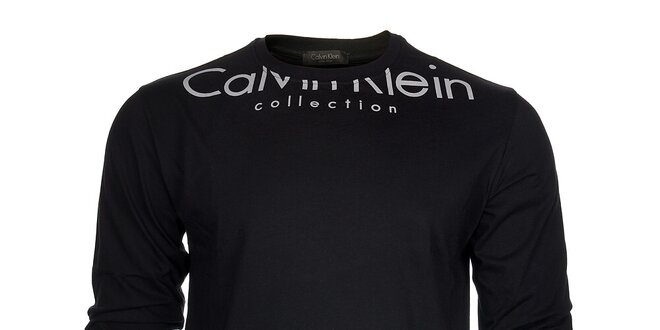 Pánské černé tričko Calvin Klein s bílým potiskem