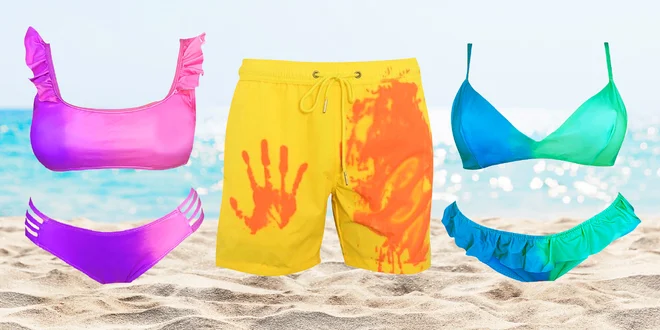 Dámské bikini i pánské plavky měnící barvu