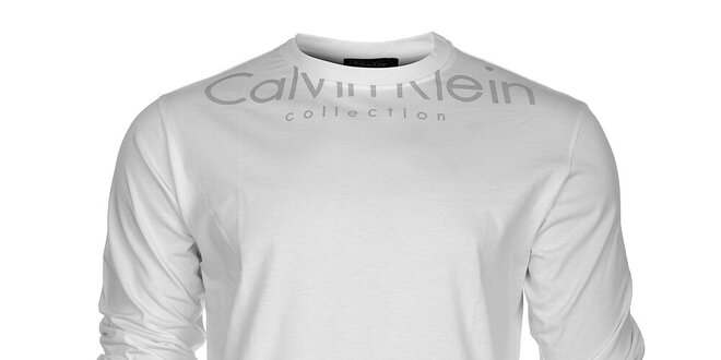 Pánské bílé tričko Calvin Klein s šedým potiskem
