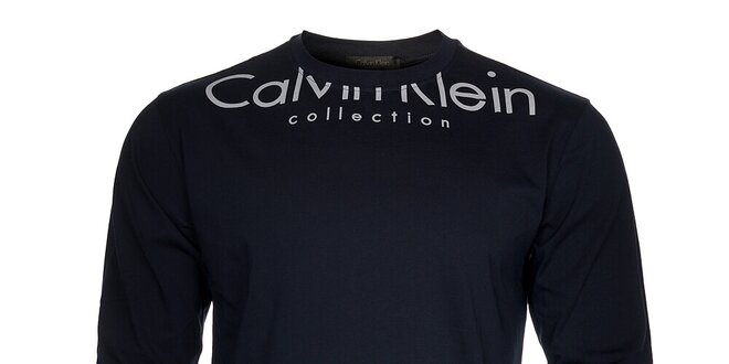 Pánské tmavě modré tričko Calvin Klein s bílým potiskem