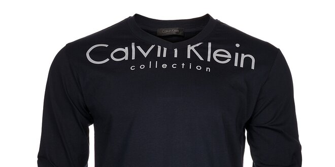 Pánské tmavě modré tričko Calvin Klein s bílým potiskem
