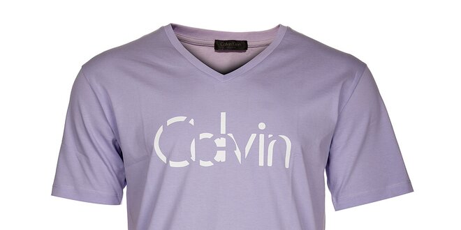 Pánské světle fialové tričko Calvin Klein s potiskem