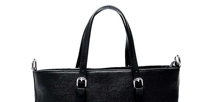 Elegantní černá kožená kabelka Renata Corsi