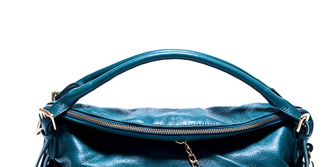 Dámská kožená modrá kabelka s řetízkem Renata Corsi