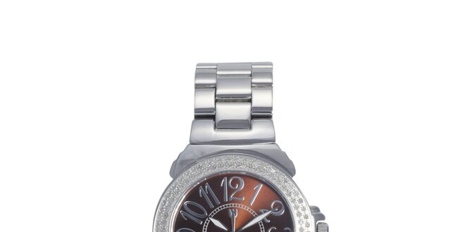 Dámské ocelové hodinky s hnědým displejem Lancaster