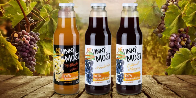 100% vinné mošty bez alkoholu: láhev či sada tří