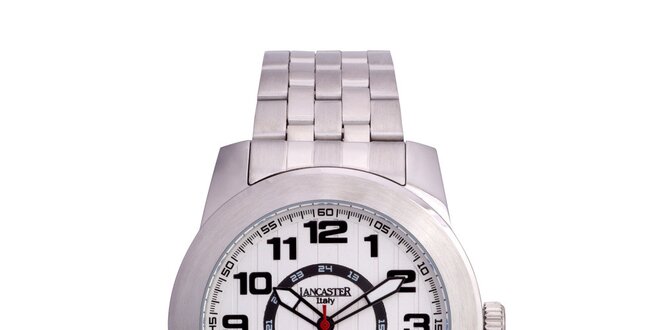 Pánské stříbrné hodinky Lancaster s bílým ciferníkem