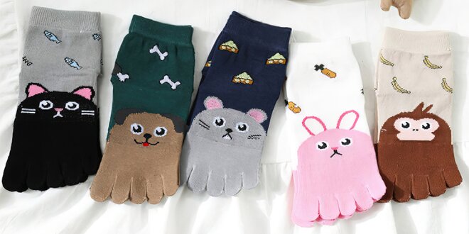 Dětské prstové ponožky s veselými zvířátky