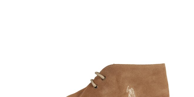 Pánské oříškově hnědé kotníčkové semišové boty U.S. Polo