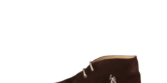 Pánské tmavě hnědé kotníčkové semišové boty U.S. Polo