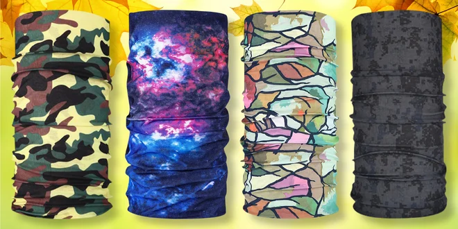 Multifunkční šátky v mnoha barevných vzorech