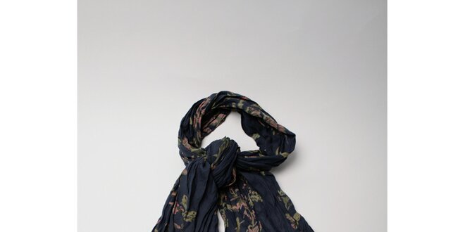 Dámský tmavě modrý šátek s květinovým potiskem Wanda