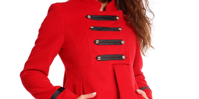 Dámský červený kabátek s vojenskými prvky Simonette