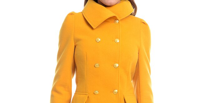 Dámský žlutý kabát na knoflíky Estella