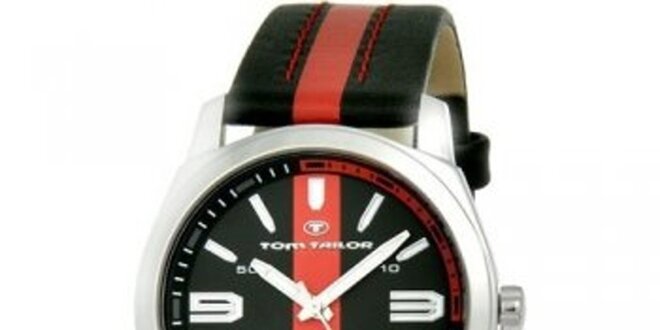 Pánské černo-červené analogové hodinky Tom Tailor