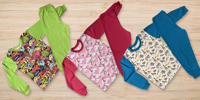 Bavlněná dětská pyžama Gudo: jednorožec i příšerky