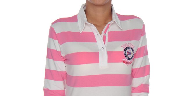 Dámské růžovo-bíle pruhované polo tričko Giorgio di Mare